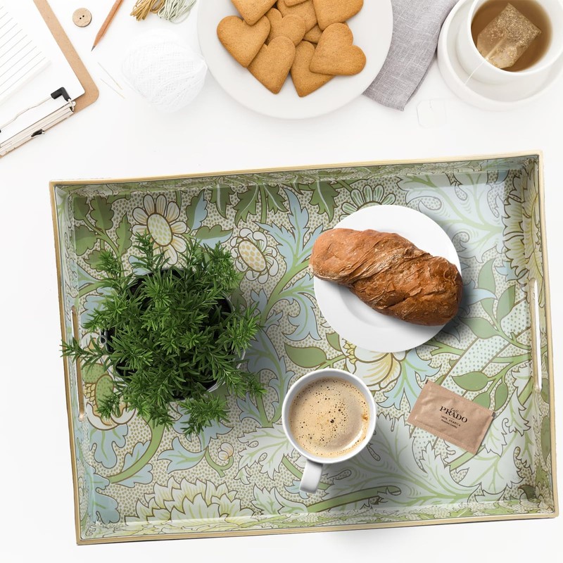 Spsyrine Serving Tray with Handles, Plastic Decorative Tray for Coffee