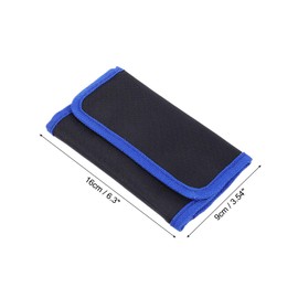 sourcing map Handheld Tool Case 6.3" x 3.54" x 1.57" Oxford Cloth Portable Tool Bag with Zipper for Driver Storage Bits Pouch Carrier Small Bag, Black, Blue