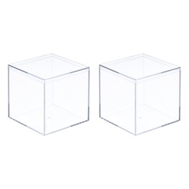 TA-VIGOR 2Pcs Acrylic Display Box with Lid, 5.1 x 5.1 x 5.1cm Clear Acrylic Plastic Square Cube Organiser Decorative Small Storage Boxes for Candy Pill and Tiny Jewelry, Artwork Display