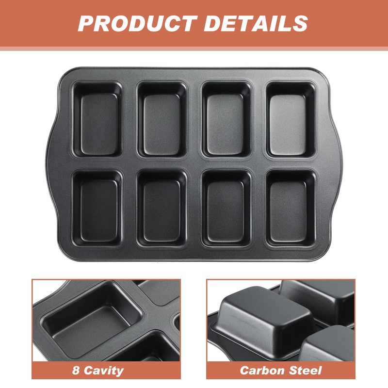 Yinder 4 Pcs Mini Loaf Pan, Carbon Steel with Non-Stick