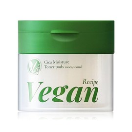 Vegan Recipe Cica Moisture Toner Pads 100 Sheets, Vegan Certified, Moisture Pad Pack / 비건 레시피 시카 모이스처 토너 패드 100매 수분 패드 팩 겸용 비건 인증