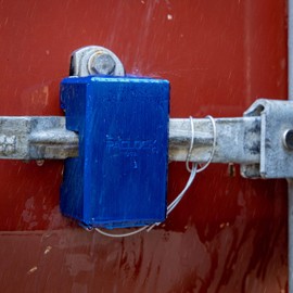 PACLOCK's TL82A, Container Lock, Keyed Different, Blue Anodized Aluminum