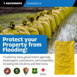 Sandbaggy Sandbags (14" x 26") | Military Grade | Protects Homes & Businesses from Flooding | Sand Bags Trusted by US Military & Forest Service (50, Yellow)