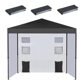 Canopy SideWalls with 6 Pockets for 10x10 FT Pop Up Canopy Gazebos Tent - 3PCS Sidewall Only, Canopy Tent NOT Included (Black)