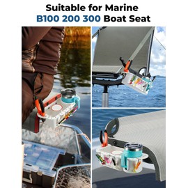 kemimoto Boat Seat Cup Holder for Marine B100 B200, ABS Plastic Boat Caddy Organizer with Drainage & Reserved Installation Holes, Boat Cabin Storage Fishing Accessories Caddy, White