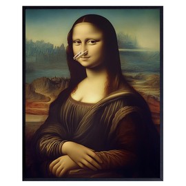 Mona Lisa Bathroom Artwork - Leonardo Da Vinci Famous Paintings Wall Art - Gothic Bathroom Decor - Vintage Powder room Decoration - Humorous Bath Decor - funny Toilet Wall Art - small Restroom Sign