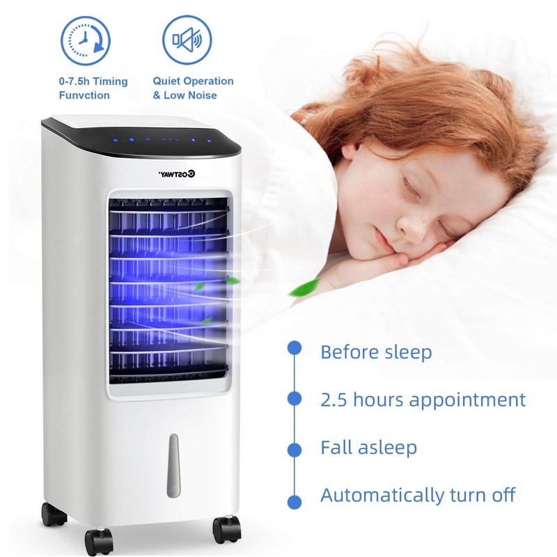 COSTWAY Evaporative Cooler, Portable Cooling Fan with Remote Control, 3-Mode,