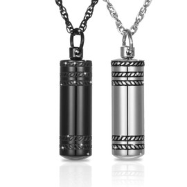 2 Pieces Small Cylinder Cremation Urn Necklace for Ashes Stainless Steel Memorial Ash Pendant Keepsake Jewelry