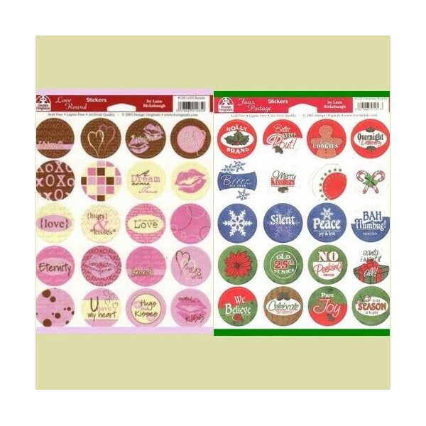 DESIGN ORIGINALS 2 SETS HOLIDAY SAYINGS BOTTLE CAP IMAGE CARDSTOCK