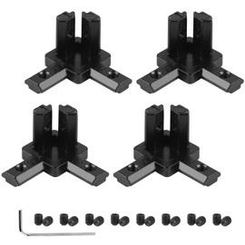 LALAGO 4 x Corner Connectors, 3-Way Profile Connectors, 20 x 20 Corner Bracket with Screws for Standard Aluminium Extrusion Profile (Black)
