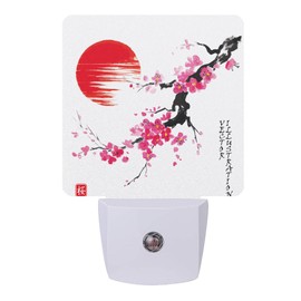 Japanese Style Cherry Blossom Night Light,Night Lights Plug into Wall with Dusk to Dawn Sensor,Lamp for Bedroom Bathroom Hallway Nightlight for Women Girls