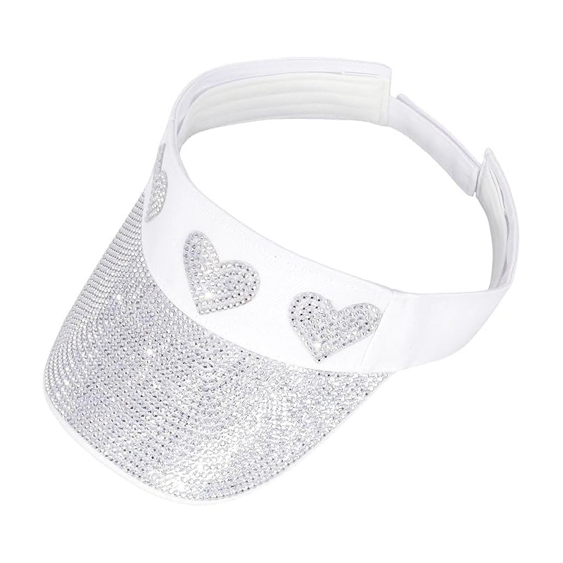 Bling Rhinestones Sun Visor Women Wide Brim Clip On Summer