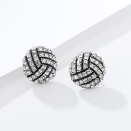 Winssigma Football Earrings, Basketball Soccer Volleyball Baseball Sports Jewelry for Women(Volleyball Stud)