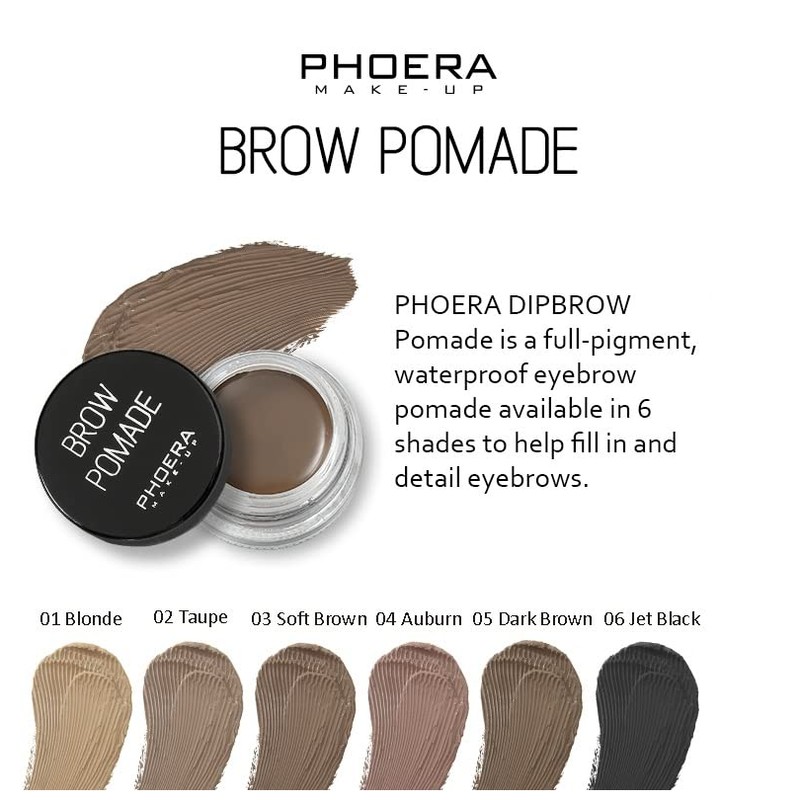 PHOERA Eyebrow Pomade Waterproof 24 Hours Long Lasting Sweat Resistant