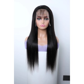 Brazilian Hair Water Wave Lace Front Wig Remy 180% Density Transparent for Lace Brown Highlights Long Length Womenstyle: Straight, color: Black, stretched length: 20 Inches, Lace Size: 13*4