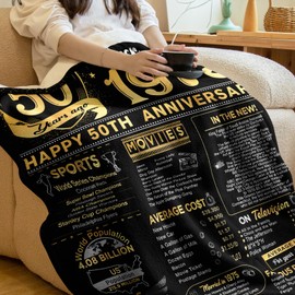 Yomaisky 50th Anniversary Blanket - Golden 50 Years of Marriage Gifts for Mom, Dad, Grandma, Grandpa - Throw Blankets 60Lx50W Inch Gold
