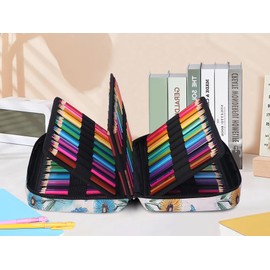 JAKAGO Drawing Pencil Case,Large Capacity Pencil Cases Hold 220 Colored Pencils,Portable Painting Waterproof Storage Stationery Bag,Great Gift for Student Artist (Daisy)