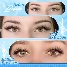 PHKERATA Wispy Lash Clusters Natural Eyelash Clusters Fairy Lashes Clusters CD Curvature Cluster Eyelash Extensions DIY Soft Individual Lashes at Home Eyelash Extension with Thin Band, 8-16 mm