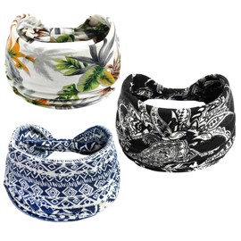 scicent 13716 Women's Headband 3 Pieces Hair Accessories Headbands Wide Boho Knot Yoga Sports Elastic Hair Bands Multicoloured Soft Turbans