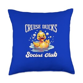 Cruise Ducks Social Club Sea Days Hunting Hiding On Ship Fun Throw Pillow