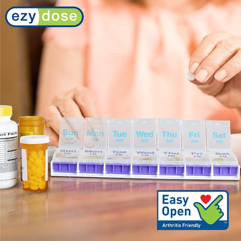 EZY DOSE Weekly (7-day) Push Button Pill Organizer and Planner