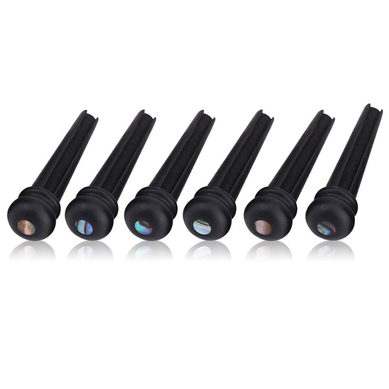 6Pcs Ebony Bridge Pins With Abalone Shell for Acoustic Folk