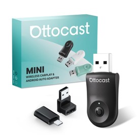 OTTOCAST Mini 2025 Newest Wireless CarPlay/Android Auto Adapter, Mini Compatible with Genuine Wired CarPlay/Android Auto, Bluetooth Music/Calls, Plug & Play, Automatic Connection, Certified for