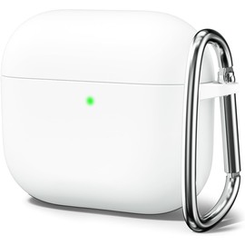 Oakxco Silicone Case for Airpods 3rd Generation 2021 with Keychain, Thin Slim Soft TPU Skin Rubber Gel Cute Airpods Case 3 Gen Cover Aesthetic Accessories for Women Men, White