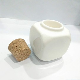 1 Piece Porcelain Material Dappen Dish with Soft Wooden Cap Nail Art Acrylic Powder Nail Art Tools Porcelain Cup Porcelain Dappen Cup Nail Art Acrylic Liquid Powder Dappen Dish, Cube Style, White