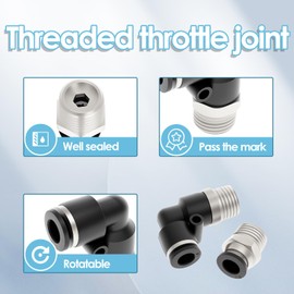 12/24Pcs 1/4 Inch Push to Connect Fitting Elbow and Straight Air Hose Quick Connect Fitting Easy Install for Air Hose...(Black,24)