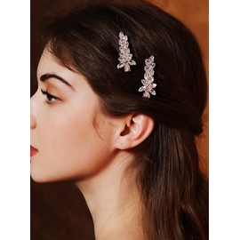 Missgrace 2 Pcs Bridal Gold Silver Rhinestone Hair Clips Sparkling Rhinestones Headpiece Hair Clips for Women Elegant Hair Comb Hair Accessoires for Bride Women (Gold)