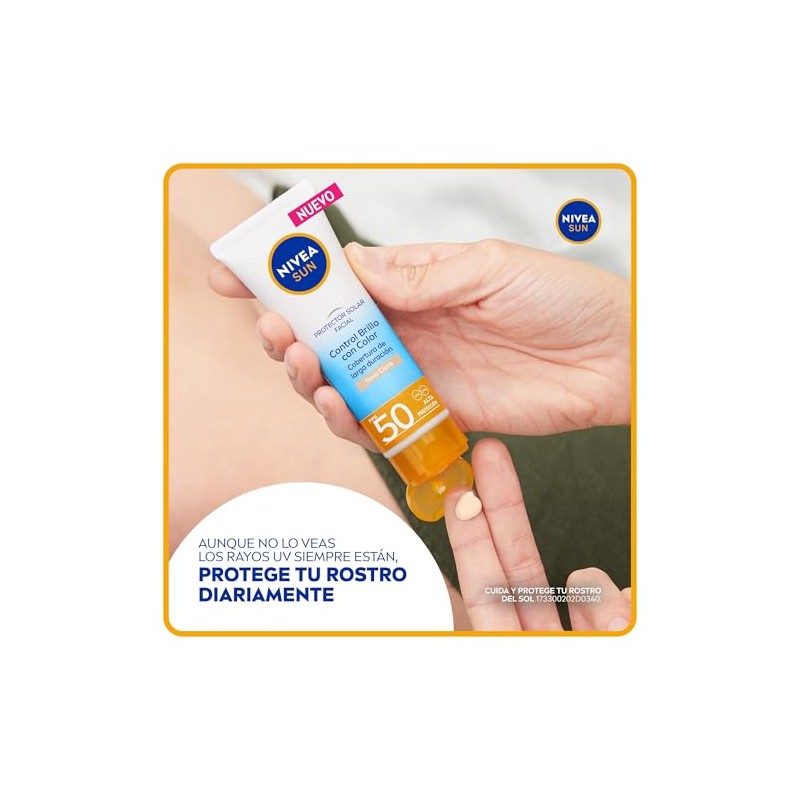Protector Solar Facial NIVEA SUN Control Brillo Tono Claro, Cobertura