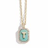 BaubleBar Turquoise and Pave Initial Gold Plated Necklace - T