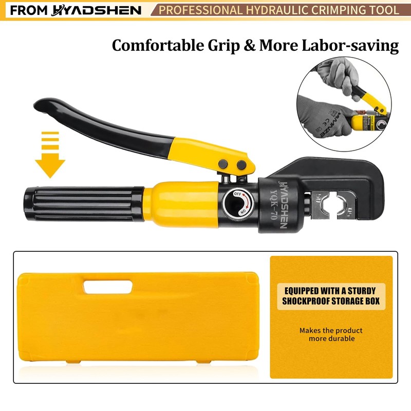 HYADSHEN 6 Ton Hydraulic Crimping Tool 12 AWG to 2/0
