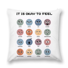 Mental Health Awareness Decorations for Home Kids Inspirational Quote It is Okay to Feel Emotion Feelings Cushion Cover 18x18 Inch for Mental Health Counselor Gifts, Cushion Covers 45x45 CM