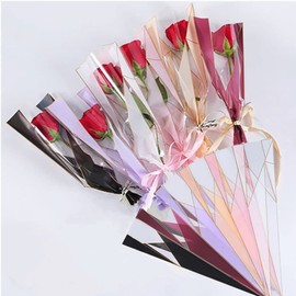 OUKEYI 150 unidades/6 colores de papel de regalo de flores de una sola rosa, suministros de ramo de floristería, papel de regalo floral impermeable, 17.7 x 5 x 1.6 pulgadas