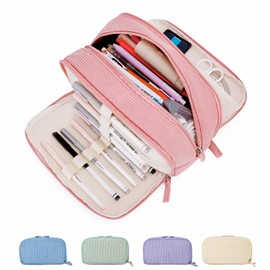 JAESITETER Big Capacity Pencil case,Soft Corduroy Pencil Bag with 3 Compartment Pouch Bag for School Supplies Office for Teen Girls Boys Women Man