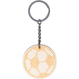 GRUSS & CO Football Keyring with Engraved Wooden Pendant, multicoloured, Motif "Ball"