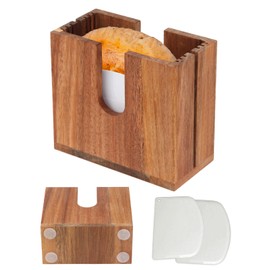 Large Acacia Adjustable Bagel Slicer Holder, Bagel Cutter for Small and Large Bagels, Bread Slicer for Buns, English Muffins