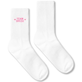 IDUXIY Cute Heart Team Bride Socks - White Pink Bridesmaid Wedding Socks For Women Engagement.(038)