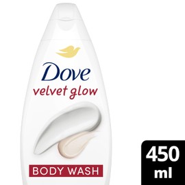 Dove Velvet Glow Body Wash Body Cleanser Shower Gel With Plant-Based Moisturisers For Softer, Smoother Skin After One Shower 450 Ml