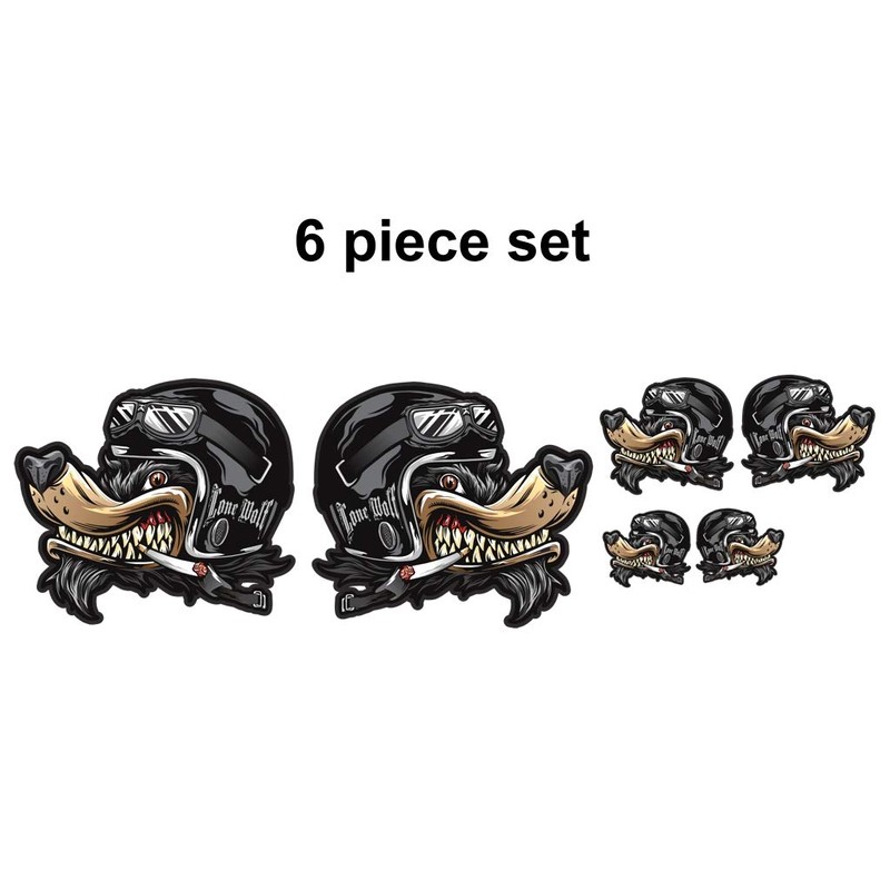 Lone Wolf Motorcycle Tank Fender Fork Decals 6 pc Set