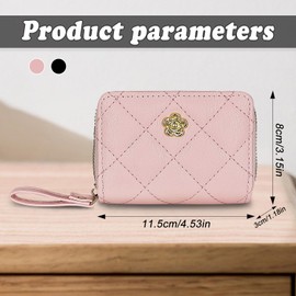 Energather Womens Wallet, PU Leather Women's Wallets Credit Card Holder for Women and Girls, Accordion Card Holder Wallet with Handle for Travelling, Shopping, Dating (pink)