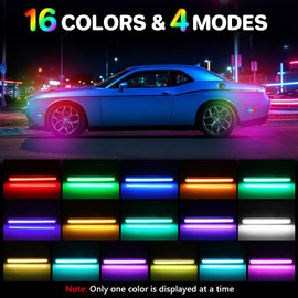 ATROVI RGB LED Side Marker Lights Replacement for Dodge Challenger 2015-2023, [16 Color 4 Modes] Front Rear Fender Bumper Replace OEM, Smoked Lens RBG Side Turn Signal Lamps with 24-Key Remote, 4PCS