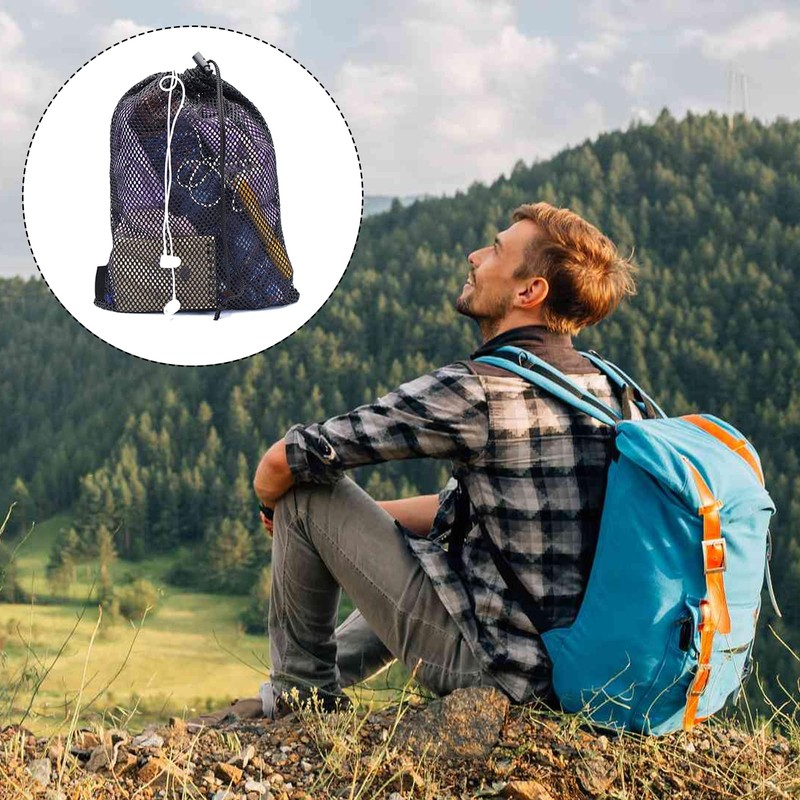 AMYXIYUAN 5Pcs Nylon Sack Durable Net Bag Black Mesh Bag