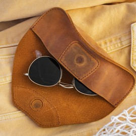 LONDO Genuine Leather Case for Eyeglass, Sunglasses, Goggles and Spectacles with Magnetic Closure