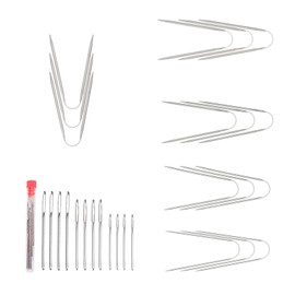 FINELYCR Circular Knitting Needles, 15 Pieces Stainless Steel Knitting Needles, Double Head Sock Knitting Needles, 23 cm Silver Knitting Needles, with 12 Straight Needles, for Knitting Scarves, Socks