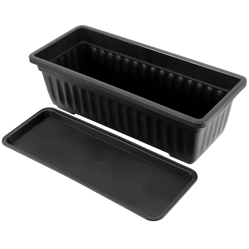 JOIKIT 17 Inches Black Plastic Planter Box, 6 Packs, Good