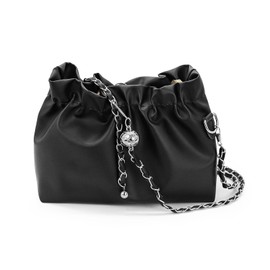 AfitLulu Crossbody Bag Women's PU Leather Shoulder Bag Women's Waterproof Handbag Women's Sling Bag with Adjustable and Removable Shoulder Strap for Parties, Shopping and Concerts, black, S