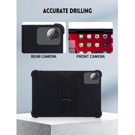 for FEONAL 11 Inch 2025 Tablet Case, Soft Silicone Cover Kids Friendly, Protective Case with Adjustable Stand for FEONAL 11 Inch Tablets, Drop-Proof (Black)